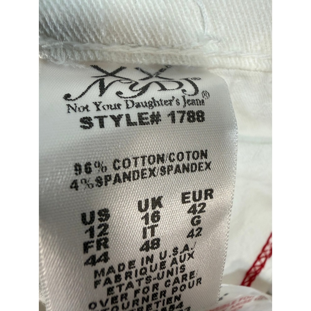 NYDJ White Flare Jeans Women 12 NWT Tummy Tuck 33 X 34 Inseam Stretch USA Bling - Picture 5 of 17